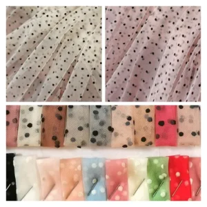 DX161 Flocked Mesh Polka Dot Tulle Lace Net Fabric for Making Wedding Dress