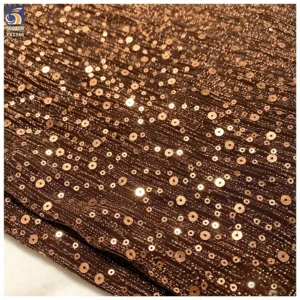 YX1390 250gsm Holographic Laser Sequin Fabric 3mm 5mm Mixed Stretch Mesh Sequin Fabric for Dancewear Stage Costume Dress