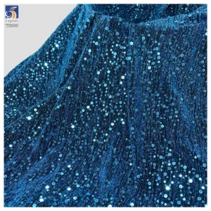 YX1390 250gsm Holographic Laser Sequin Fabric 3mm 5mm Mixed Stretch Mesh Sequin Fabric for Dancewear Stage Costume Dress