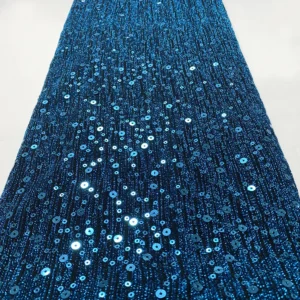 YX1390 250gsm Holographic Laser Sequin Fabric 3mm 5mm Mixed Stretch Mesh Sequin Fabric for Dancewear Stage Costume Dress