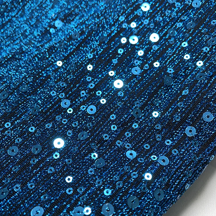 YX1390 250gsm Holographic Laser Sequin Fabric 3mm 5mm Mixed Stretch Mesh Sequin Fabric for Dancewear Stage Costume Dress