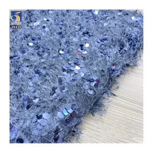 YX836 New Trend Fashion 300gsm Fringed Velvet Fabric With 9mm Sequins Embroidery Mesh Fabric for Women's Tops Clothing