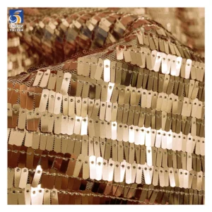 YX1064 3*9mm Size Metallic Glitter Gold Sequins Fabric for Evening Dresses 400gsm Heavy Shiny Sequin Fabric Sales 5 Yards