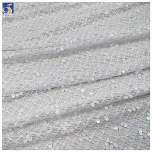 YX1501 Luxury Sequin Fish Scales Crochet Lace Fabric Embroidery Glitter Mesh Fabric for Evening Dress Designer Garment