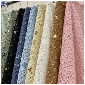 YX1501 Luxury Sequin Fish Scales Crochet Lace Fabric Embroidery Glitter Mesh Fabric for Evening Dress Designer Garment