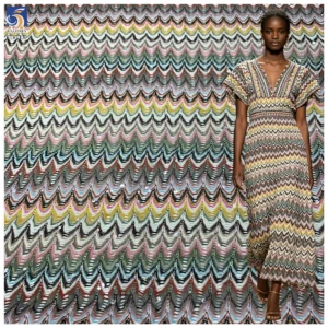 YX1447 300gsm 5mm Sequins Knit Jacquard Fabric 100 Percent Polyester Chevron Pattern for Dress and Swimwear