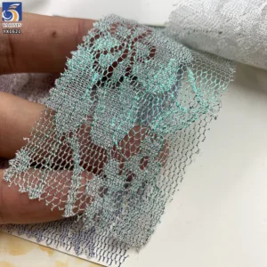 YX1621 Gold Silver Foil Printed Lace Fabric Floral Sheer Mesh for Dresses Tops and Fashion Apparel