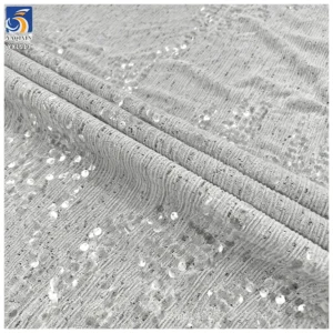 YX1513 2026 New 5mm Sequin Embroidery Pleated Chiffon Fabric for Women Dress Skirt Evening Gown
