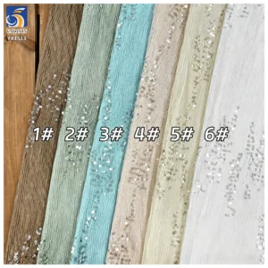 YX1513 2026 New 5mm Sequin Embroidery Pleated Chiffon Fabric for Women Dress Skirt Evening Gown