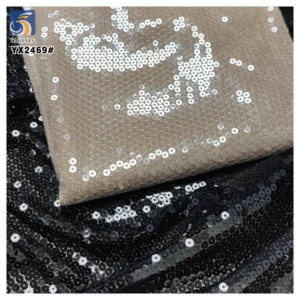 YX265 Factory 300gsm Polyester European Wedding Dress Gown 5mm Sheer Crystal Sequin Embroidery Fabric