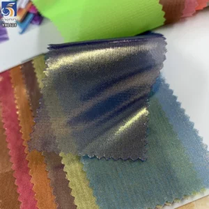YX1628 Gold Foil Chiffon Fabric Lightweight Metallic Printed Textile for Dresses Blouses and Womenswear
