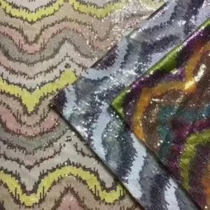 YX1522 220gsm High Shine Multicolor Wave Embroidered Sequin Fabric for Fashion Skirt and Party Dress Trendy Garments