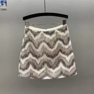 YX1522 220gsm High Shine Multicolor Wave Embroidered Sequin Fabric for Fashion Skirt and Party Dress Trendy Garments
