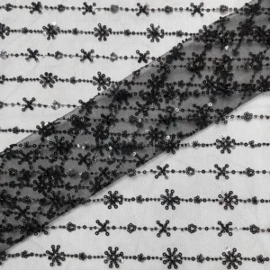 YX959 New Style Floral Design Sequined Polyester Tulle Fabric Glitter Sequin Embroidery Mesh Fabric for Girls Skirt Home Textile