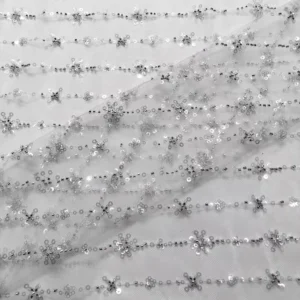YX959 New Style Floral Design Sequined Polyester Tulle Fabric Glitter Sequin Embroidery Mesh Fabric for Girls Skirt Home Textile