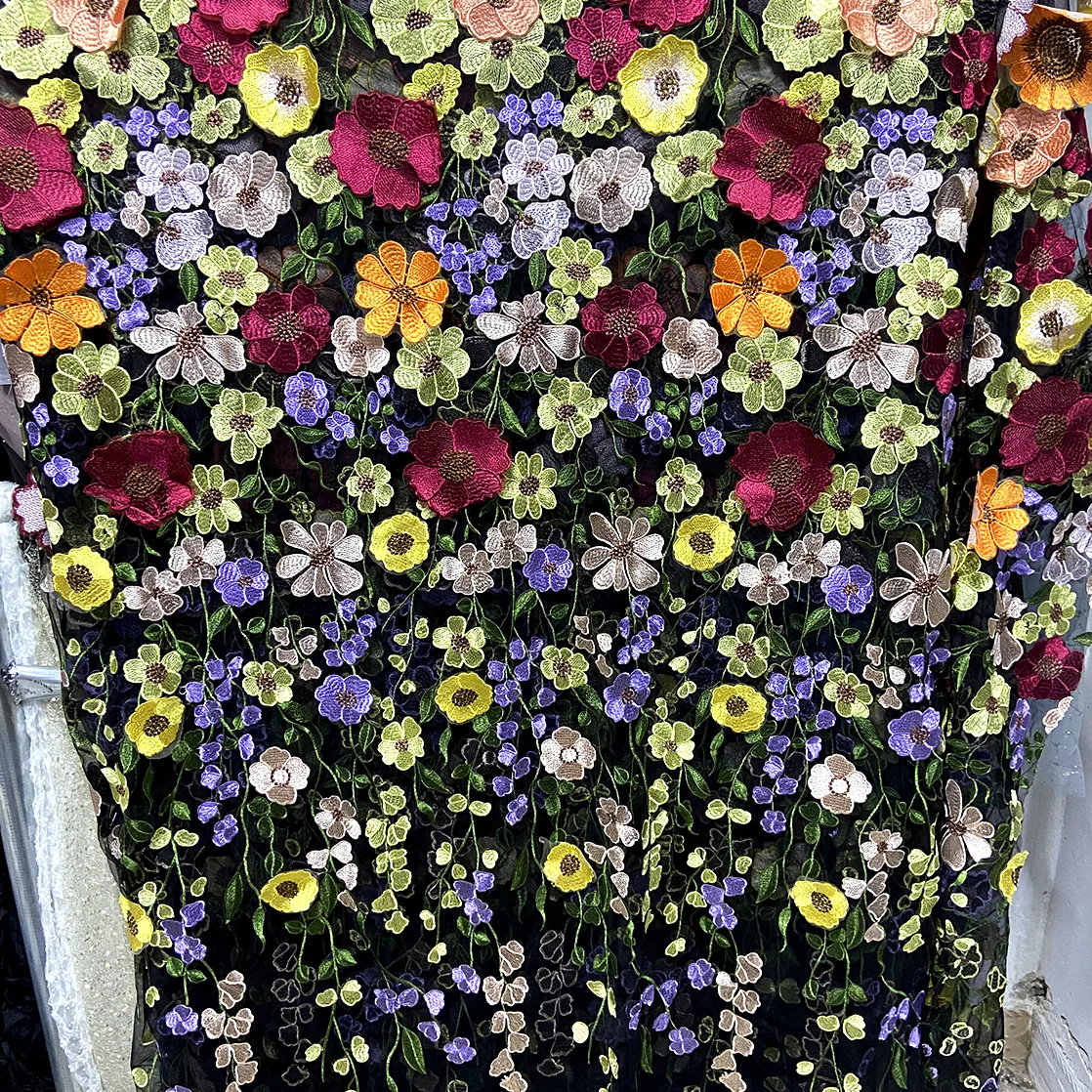 Guangzhou Zhongda Fabric Market Reasonable Price Color Embroidery Lace Fabric 2024 3D Flowers Tulle Net Lace Fabric