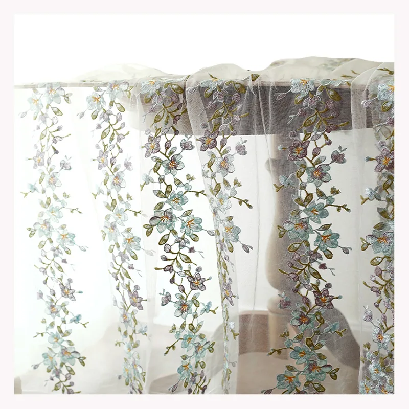 2024 New Arrival Embroidered Flower Fabric Tulle Lace Fabric With Flower Tulle Dress Embroidery Fabric