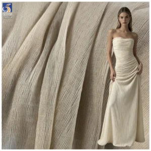 YX1461 100% Polyester Bubble Texture Crinkle Pleated Organza Fabric With Fine Pleats for Women Dresses and Garment