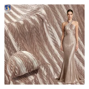 YX928-1 2025 New Products Wavy Pleated Striped Satin Fabric European French Women High-End Party Skirt Satin Pleated Fabric