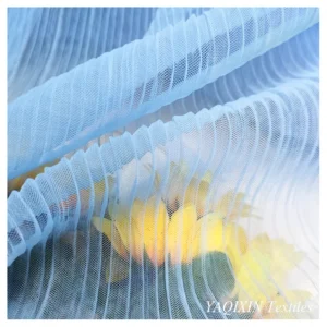 Stocklot Plain Crinkle Crepe Wrinkle 100%Nylon Pleated Fabric Wedding Stretch Net Tulle Mesh Fabric by Yard