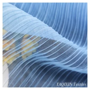 Stocklot Plain Crinkle Crepe Wrinkle 100%Nylon Pleated Fabric Wedding Stretch Net Tulle Mesh Fabric by Yard