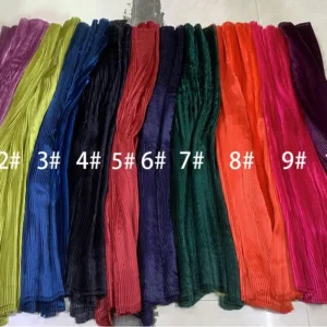 YX651-2 Nigerian Stylish 100% Polyester Satin Woven Fabric Pleated Women's Fashion Dresses Skirts Satin Pleated Fabric