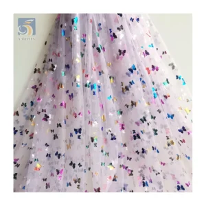 New Fashion Design 100%Polyester Colorful Hot Film Butterfly Ombre Tulle Print Fabric for Kids Tutu Skirt