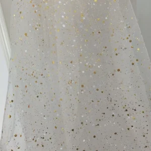 YX849 Tulle Stock Wholesale Gold Film Printing | Camouflage Tulle Fabric for Ink Splash Dress | USA Export