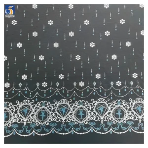 YX967 Clearing Out Inventory at a Loss Cheap Bulk Fabric Wholesale Blue and White Snowflake Printed Tulle Fabric for Sales