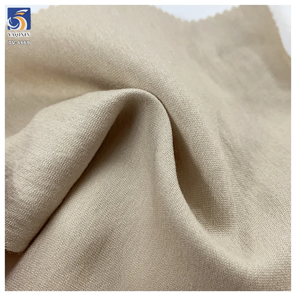 DV-6669 New Light Khaki Neutral Color 70% Rayon 30% Polyester Woven Blend Clothing Woman's Suiting Fabric From China