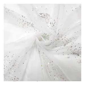 SGT004 Wedding Bridal Tulle Sparkly Golden Custom Sequins Glitter Tulle Fabric for Veil Clothing