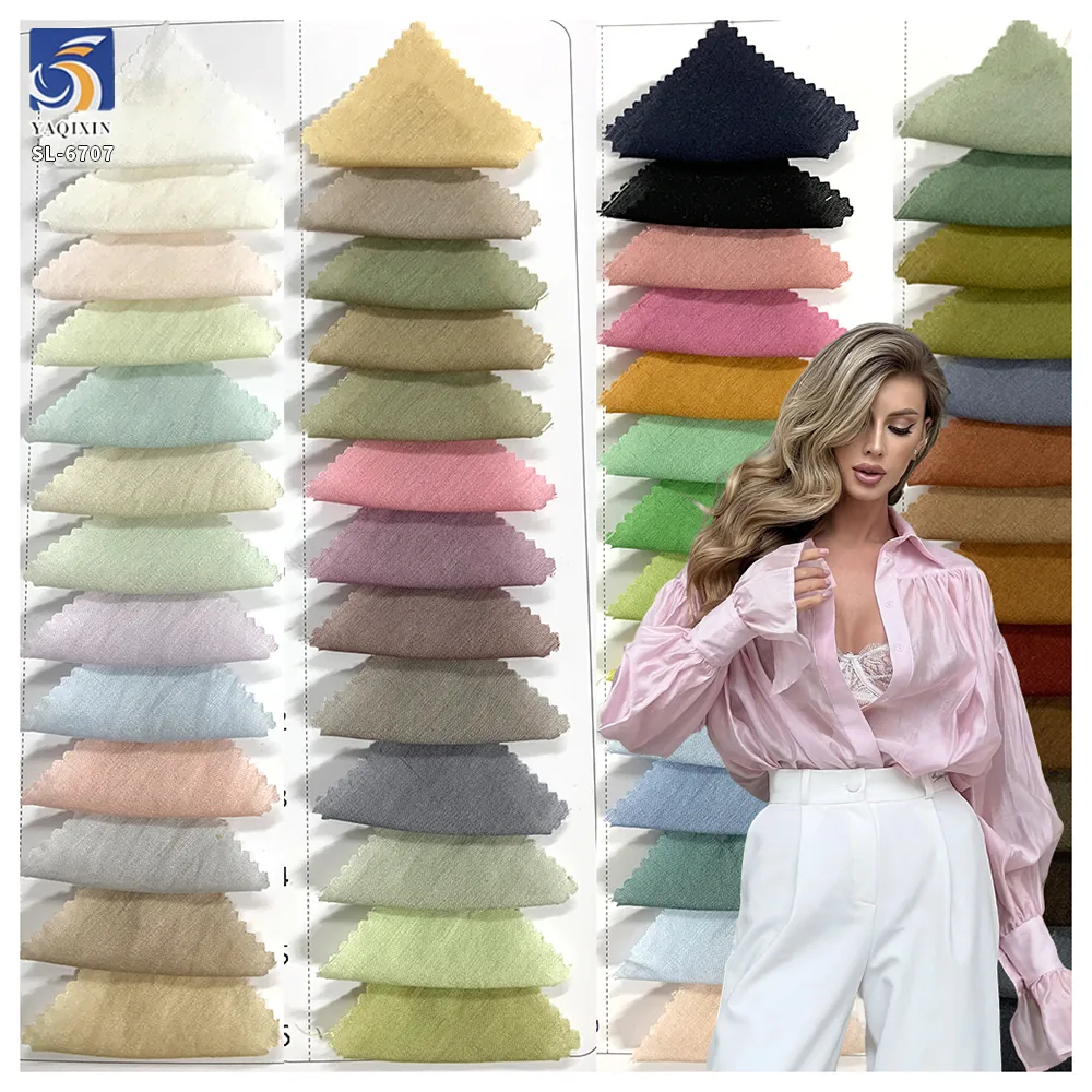 SL-6707 75gsm Soft Rayon Ten-cel Nylon Blend Crepe Fabric Plain Lightweight Breathable for Spring Summer Dress Blouse