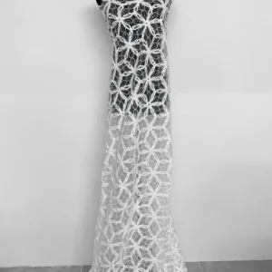YX1216 American Summer Knitted Embroidery Flowers Fabric Mesh Crochet Rope Lace Fabric With Sequins for Women Dress
