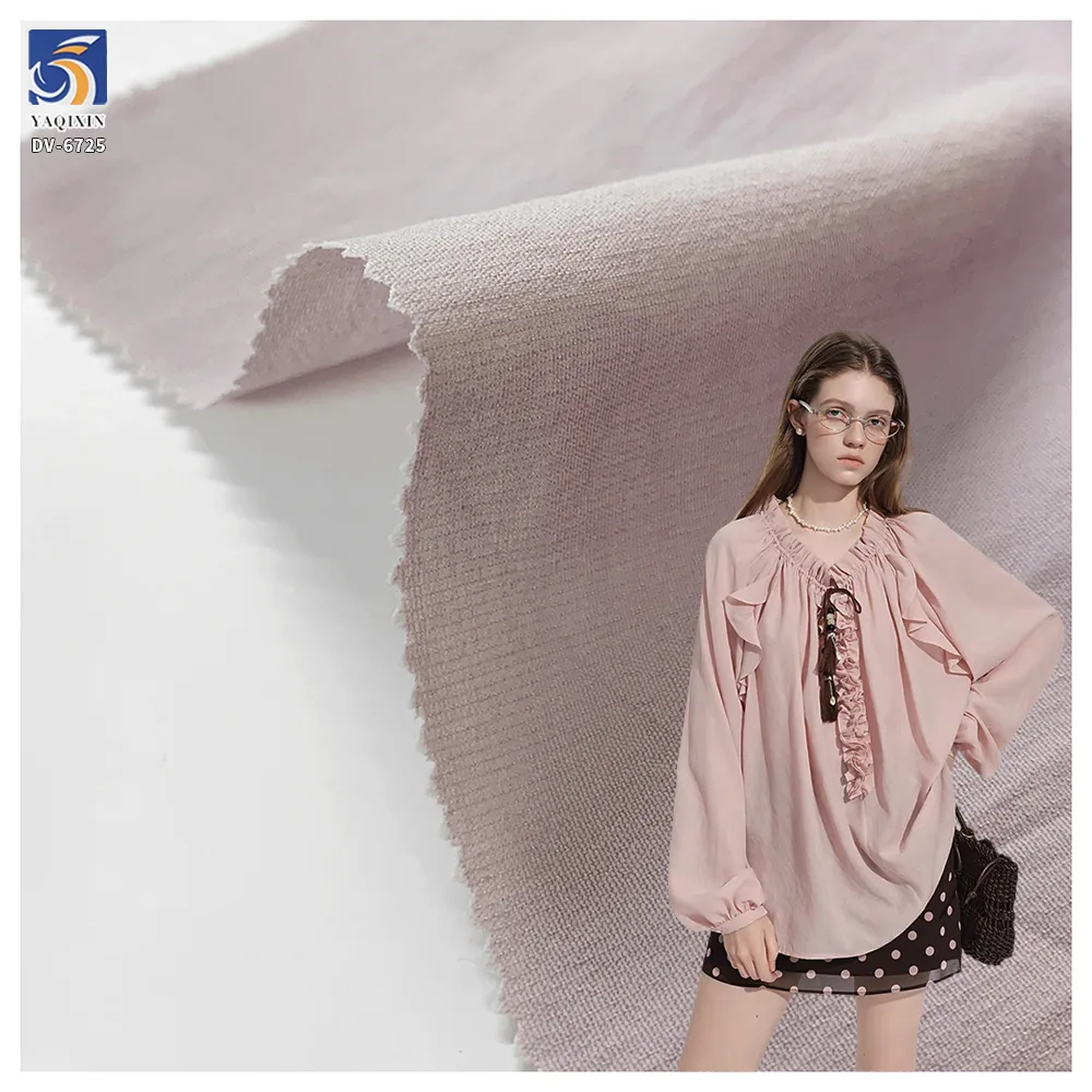 DV-6725 115g Pastel Pink 60% Nylon 40% Rayon Soft Feel Skin Friendly Summer Fabric Lightweight for Womens Blouse Shirt