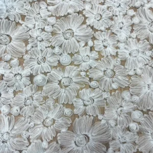 YX1426 3D Daisy Flower Tulle Embroidery Fabric Mesh 135cm New Style Girls Princess Puffy Dress Party Gown Textile Factory Direct