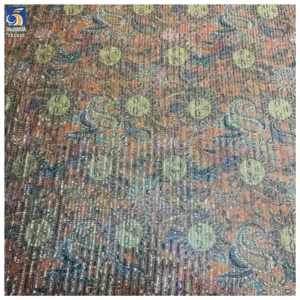 YX1428 RTS 180gsm New 2026 Sun Face Sunflower Printed Sequin 4 Way Stretch Net Mesh Fabric 140cm for Evening Gown