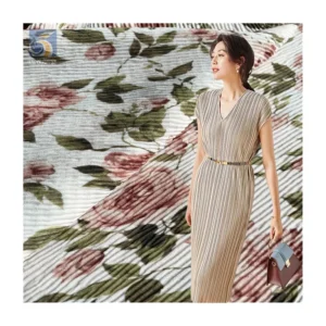 YX2723 Premium Custom Floral Patterns Digital Print Chiffon Fabric Draping Printed Pleated Chiffon Fabric