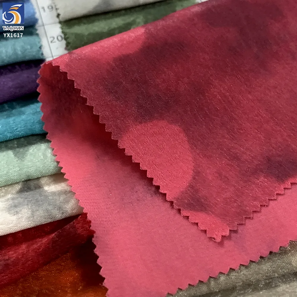 YX1617 Printed Velvet Chiffon Fabric Abstract Tonal Pattern Textile for Fashion Garments and Dressmaking