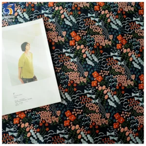 YX707 French Fashion Colorful Florals Embroidery Cotton Fabric 250gsm Ramie Cotton Embroidery Fabric for Home Textile