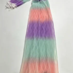 2025 New Rainbow Digital Printed Tulle Pleated Crepe Mesh Fabric for Party Dress
