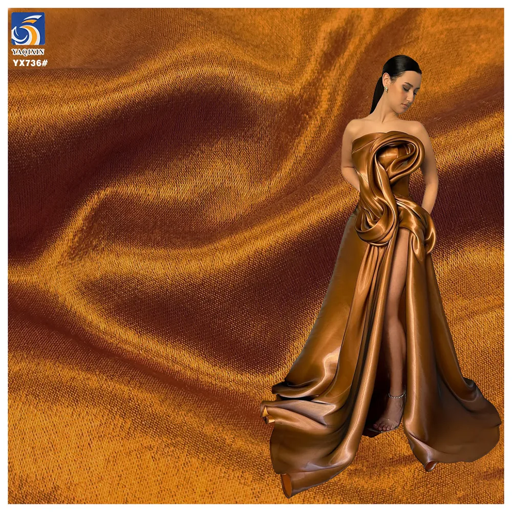 YX736 High Quality Brown 100 Polyester African Dress Fabric Liquid Acetate Satin Glossy Fabric for Clothing Woven