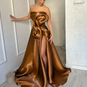 YX736 High Quality Brown 100 Polyester African Dress Fabric Liquid Acetate Satin Glossy Fabric for Clothing Woven