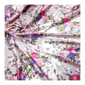 2024 Designer 100 Polyester Digital Print Satin Fabric Wholesale Soft Floral Printed Imitation Silk Satin Fabric