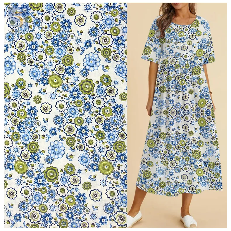YX2371 Custom Floral Printed 100% Cotton Lawn Fabric Lightweight Combed Woven Fabric for Dresses and Shirts