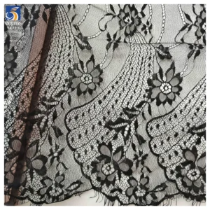 YX717 Cheap High Quality 150CM*300CM White 100% Polyester Eyelash Lace Fabric for Underwear Tablecloth Home Textile