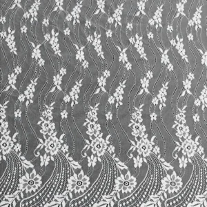 YX717 Cheap High Quality 150CM*300CM White 100% Polyester Eyelash Lace Fabric for Underwear Tablecloth Home Textile