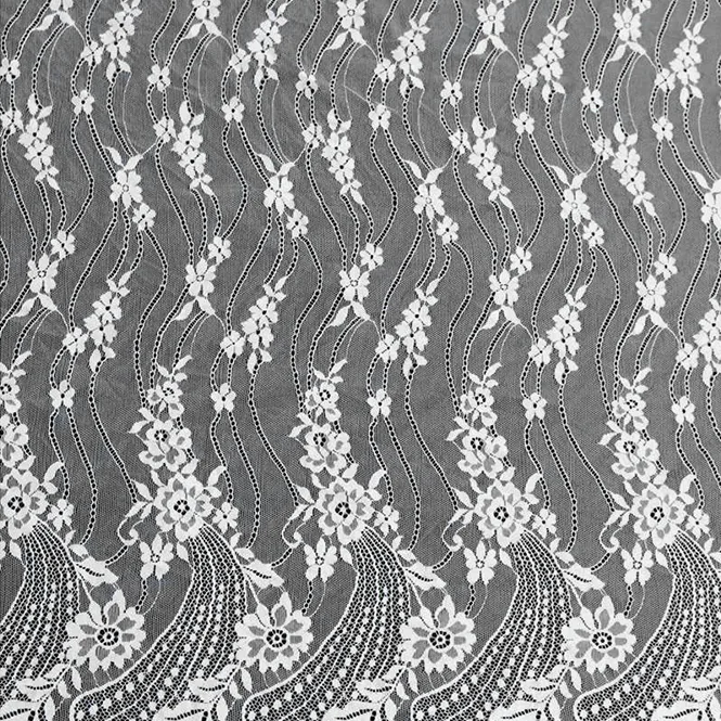 YX717 Cheap High Quality 150CM*300CM White 100% Polyester Eyelash Lace Fabric for Underwear Tablecloth Home Textile