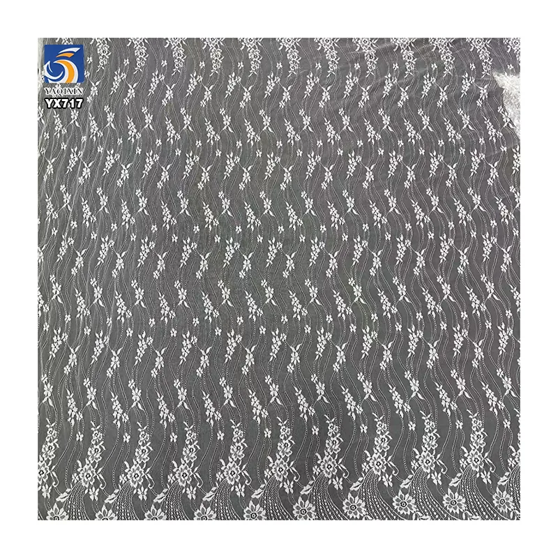 YX717 Cheap High Quality 150CM*300CM White 100% Polyester Eyelash Lace Fabric for Underwear Tablecloth Home Textile