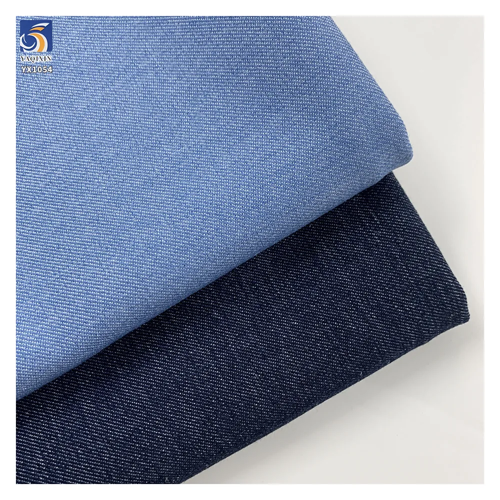 YX1054 200gsm 79 Rayon 18 Cotton 3 Spandex Blend Material Blue Denim Fabric Jeans Double Yarn Twill Denim Summer Pants Fabric