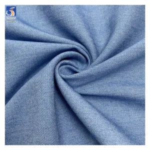 YX1054 200gsm 79 Rayon 18 Cotton 3 Spandex Blend Material Blue Denim Fabric Jeans Double Yarn Twill Denim Summer Pants Fabric